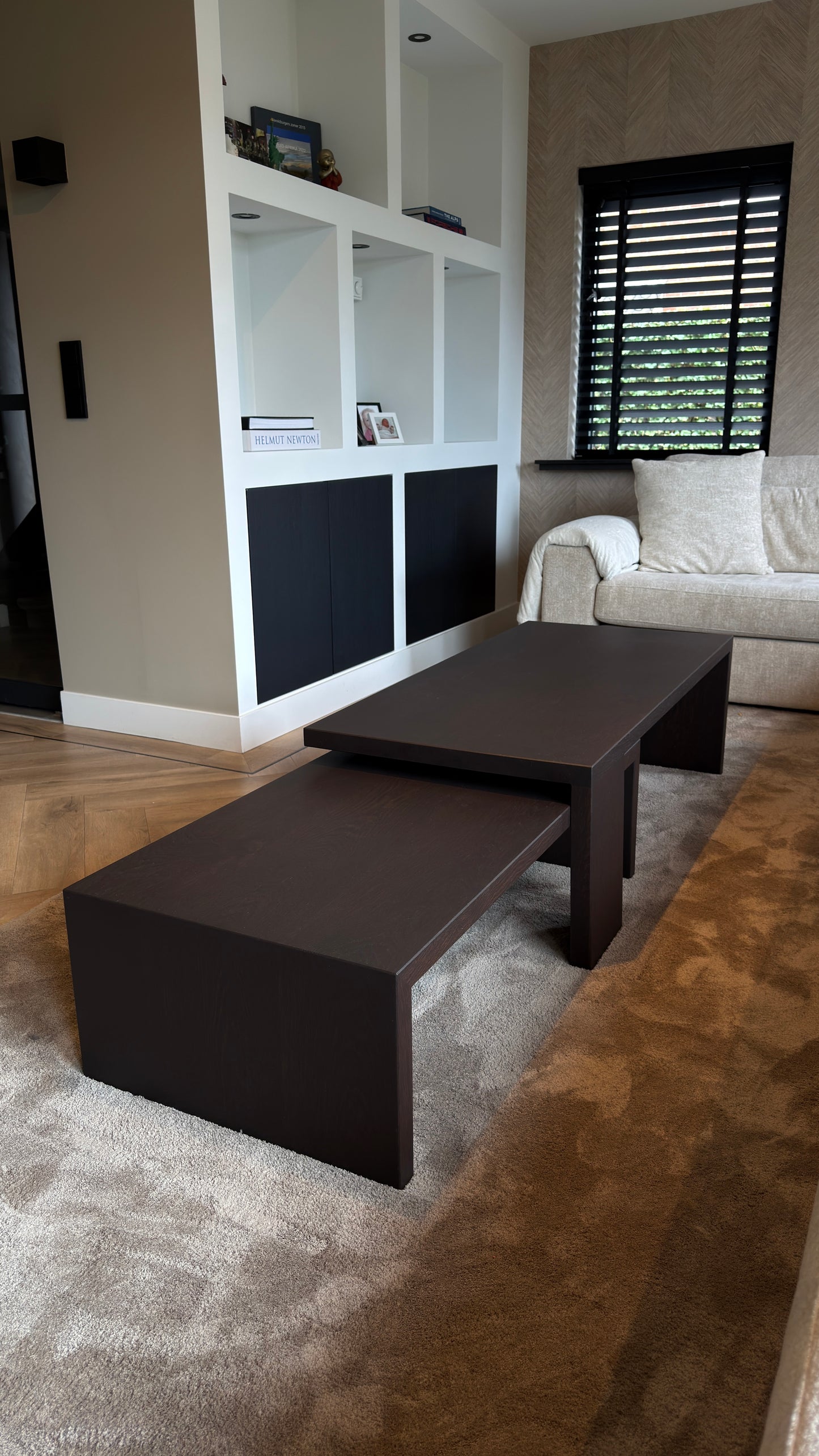Custom Nesting Coffee Table Duo, Waterfall Edge
