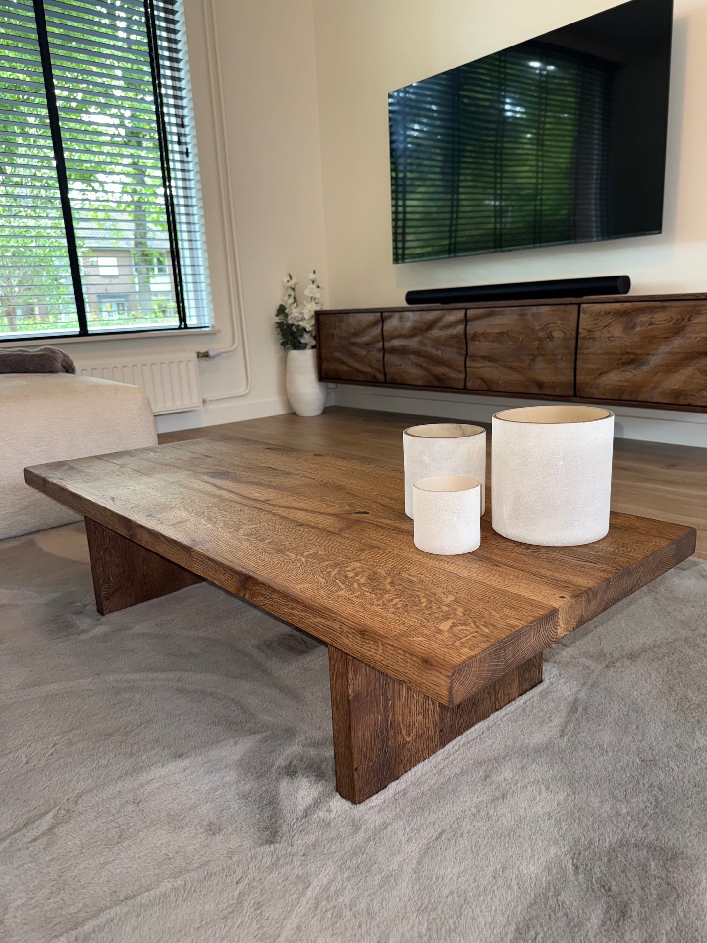 Solid oak coffee table